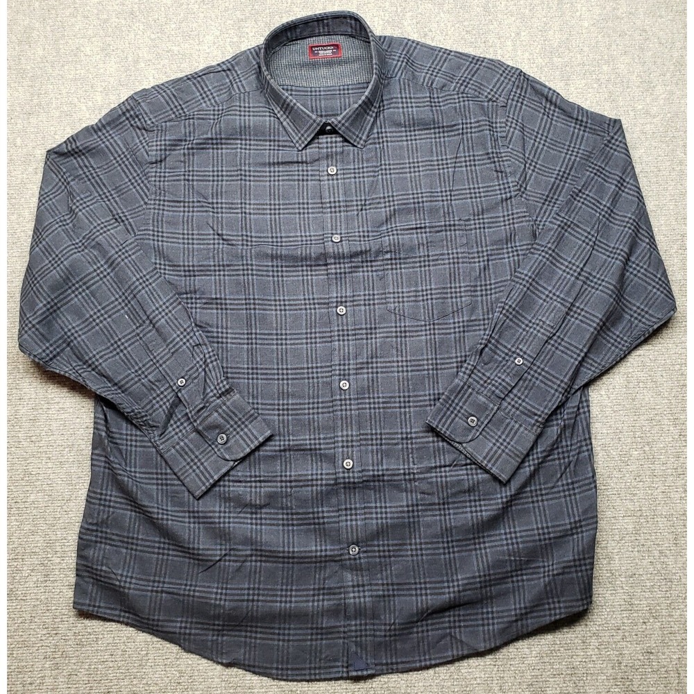 UNTUCKit Lucente Shirt Mens 3XL Blue Black Plaid Button Up Long Sleeve New
